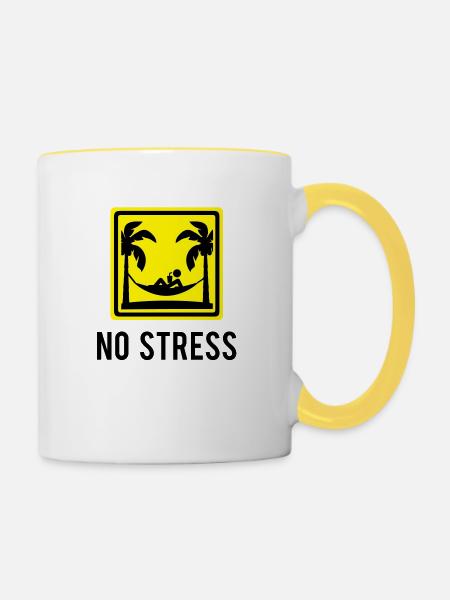 No stress - Tasse zweifarbig - Weiß/Gelb