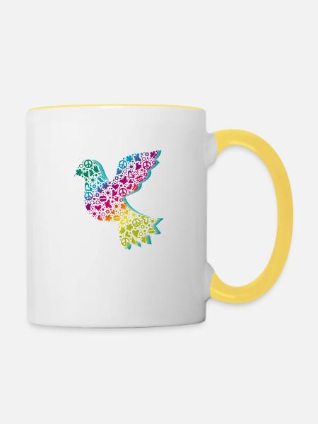 Friedenstaube Verlauf DDP - Tasse zweifarbig - Weiß/Gelb