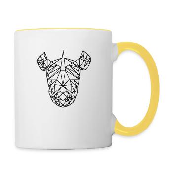Rhino LowPoly Black & White - Contrasting Mug - white/yellow - Right