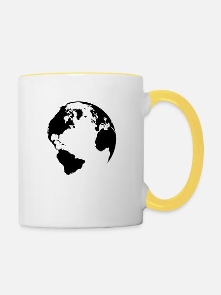 world - Tasse zweifarbig - Weiß/Gelb