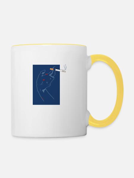 zigarette - Tasse zweifarbig - Weiß/Gelb