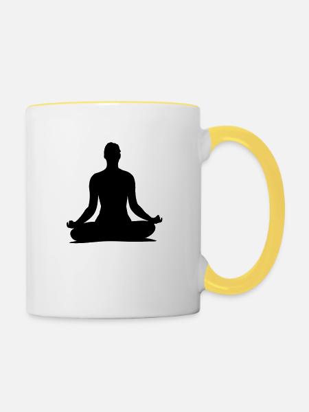 yoga___f1 - Tasse zweifarbig - Weiß/Gelb