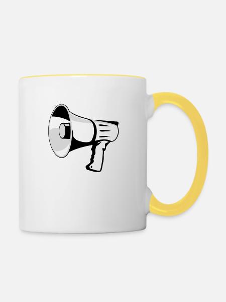 Megaphon - Tasse zweifarbig - Weiß/Gelb