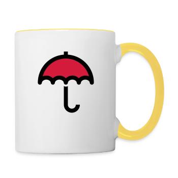 Symbole d'icône parapluie - Mug contrasté - blanc/jaune - Droite