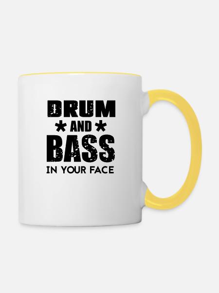 Drum n Bass Musik - Tasse zweifarbig - Weiß/Gelb