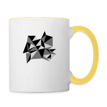 shape pattern triangles design origami cool paper 3c - Contrasting Mug - white/yellow - Right