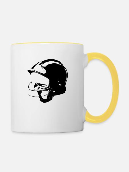 Feuerwehrhelms - Tasse zweifarbig - Weiß/Gelb