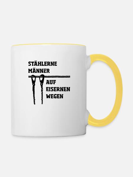 Klettersteig für harte Männer - Tasse zweifarbig - Weiß/Gelb