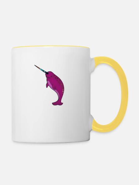 Einhorn Flipper - Tasse zweifarbig - Weiß/Gelb