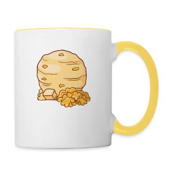 Walnuss Eis Speiseeis Eiskrem Eiscreme Kugeleis - Tasse zweifarbig - Weiß/Gelb - Rechts