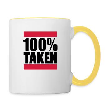 balken 100 pour cent taken pardon amour amour p - Mug contrasté - blanc/jaune - Droite