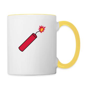 stange tnt dynamit explodieren explosion sprengsto - Tasse zweifarbig - Weiß/Gelb - Rechts
