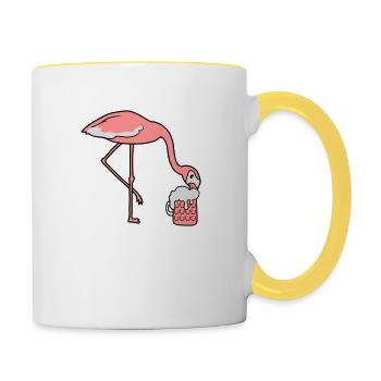 soif bière alcool boisson pichet masse gl - Mug contrasté - blanc/jaune - Droite