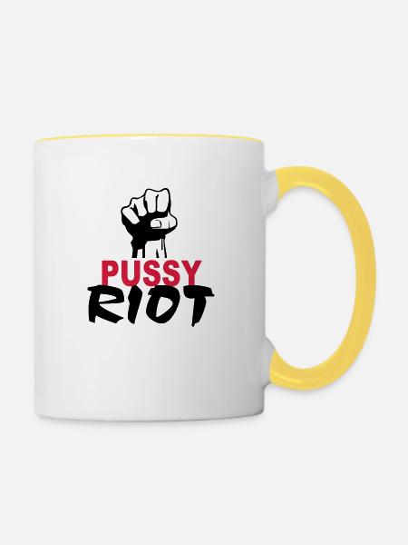 Pussy Riot - Tasse zweifarbig - Weiß/Gelb