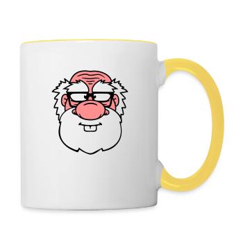 opa alt grossvater papa hornbrille bart nerd geek - Tasse zweifarbig - Weiß/Gelb - Rechts