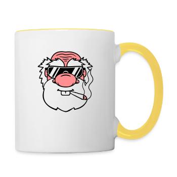 cool rauchen sonnenbrille joint weed hanf cannabis - Tasse zweifarbig - Weiß/Gelb - Rechts