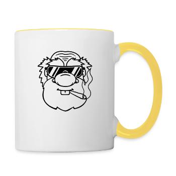 cool rauchen sonnenbrille joint weed hanf cannabis - Tasse zweifarbig - Weiß/Gelb - Rechts