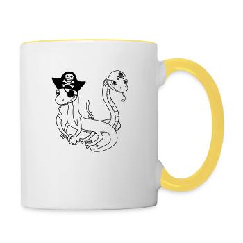 freunde crew team party seeraeuber schlange pirat - Tasse zweifarbig - Weiß/Gelb - Rechts