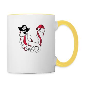 crew freunde team party seeraeuber schlange pirat - Tasse zweifarbig - Weiß/Gelb - Rechts