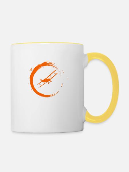 Doppeldecker - Tasse zweifarbig - Weiß/Gelb