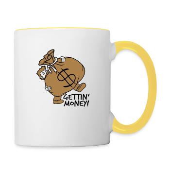 gettin money carry heavy dollar symbol sign g - Contrasting Mug - white/yellow - Right