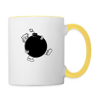 explosion bombe explodieren tnt dynamit gefaehrlic - Tasse zweifarbig - Weiß/Gelb - Rechts