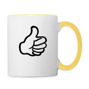 emoji pouce.png - Mug contrasté - blanc/jaune - Droite