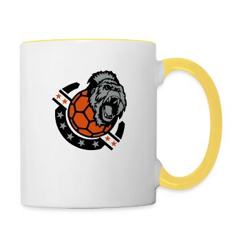 handball gorille gorilla club logo sport - Mug contrasté - blanc/jaune - Droite