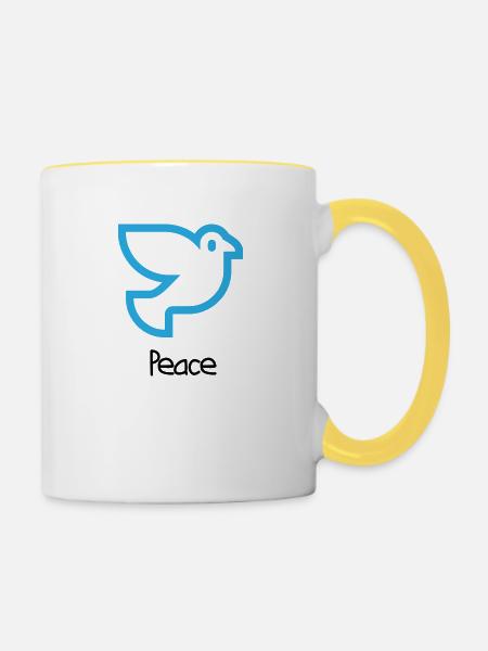 Peace - Tasse zweifarbig - Weiß/Gelb