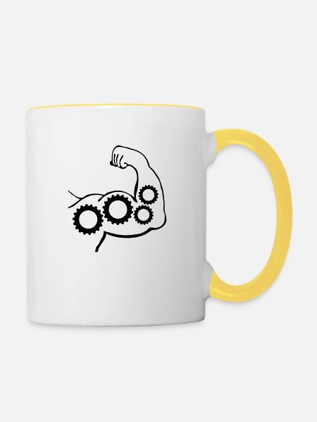 Muskeln Getriebe_m1 - Tasse zweifarbig - Weiß/Gelb