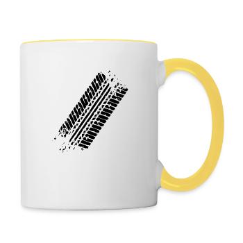 Piste de pneu - Mug contrasté - blanc/jaune - Droite