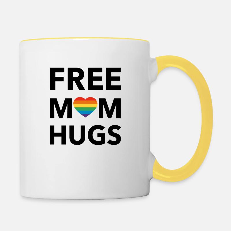 Câlins gratuits pour maman - Mug contrasté - blanc/jaune