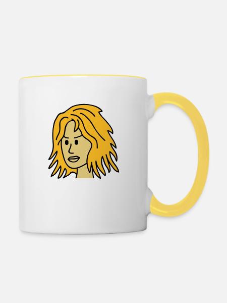 Angry Woman Face - Tasse zweifarbig - Weiß/Gelb