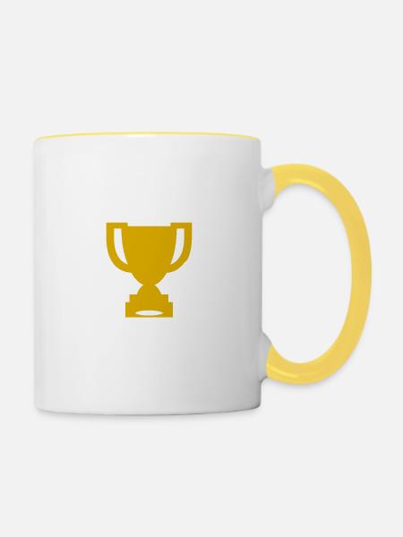 Winner Trophy - Tasse zweifarbig - Weiß/Gelb
