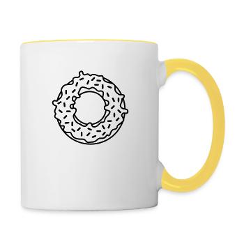 essen donut hunger lecker dick fett diaet comic ca - Tasse zweifarbig - Weiß/Gelb - Rechts