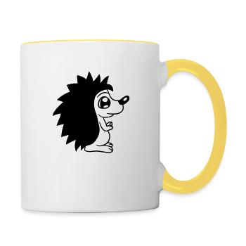 suesser kleiner niedlicher igel herbst winter stac - Tasse zweifarbig - Weiß/Gelb - Rechts