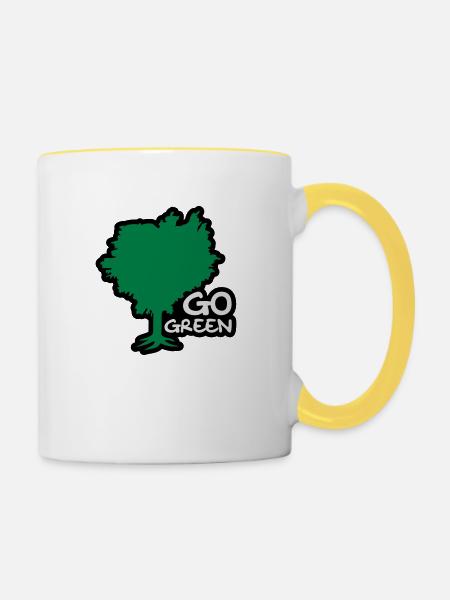 Go Green - Tasse zweifarbig - Weiß/Gelb