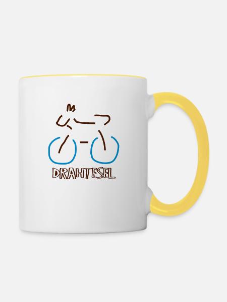 Drahtesel - Tasse zweifarbig - Weiß/Gelb
