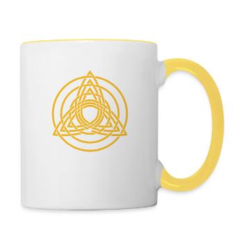 Triquetra, Germanisches Heidentum, Dreifaltigkeit - Tasse zweifarbig - Weiß/Gelb - Rechts