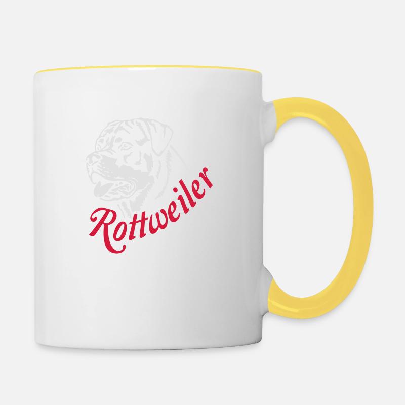 569 Rottweiler chien - Mug contrasté - blanc/jaune