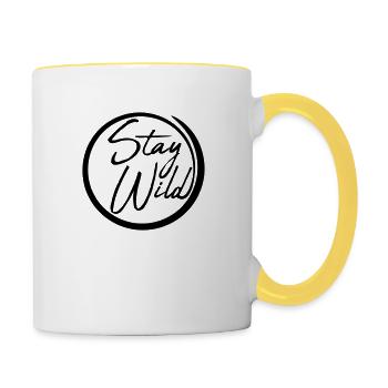 cercle cercle autour de la nature sauvage design rester logo sauvage - Mug contrasté - blanc/jaune - Droite