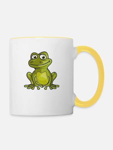 Frosch König Kuss Geschenk Quak - Tasse zweifarbig - Weiß/Gelb