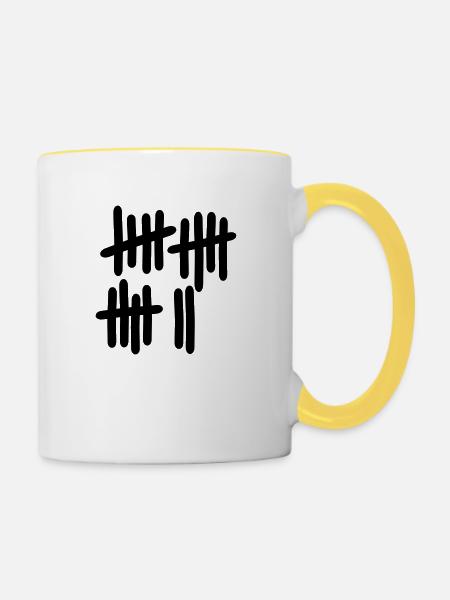 17 - Nummer - Tasse zweifarbig - Weiß/Gelb