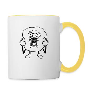mittelfinger wichser fick dich fuck you off zeigen - Tasse zweifarbig - Weiß/Gelb - Rechts
