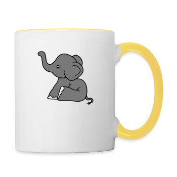 elefant sitzend suess kalb klein kind baby clipart - Tasse zweifarbig - Weiß/Gelb - Rechts