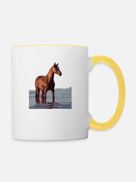 pferd im wasser - Tasse zweifarbig - Weiß/Gelb