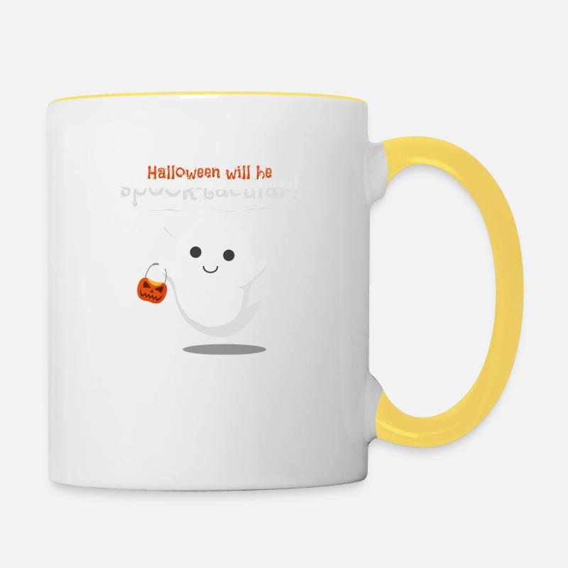 Halloween Gespenst - Tasse zweifarbig - Weiß/Gelb