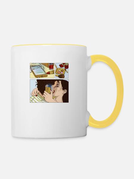 Comic - Tasse zweifarbig - Weiß/Gelb