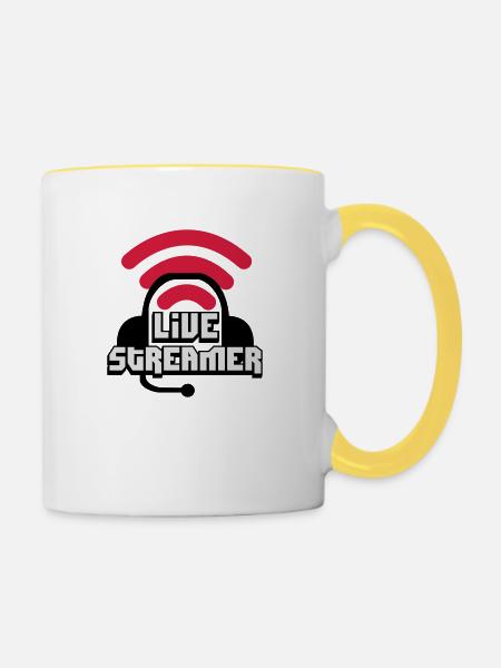Live Streamer - Tasse zweifarbig - Weiß/Gelb