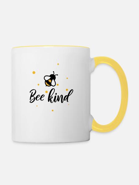 Bee kind sparkle - Tasse zweifarbig - Weiß/Gelb
